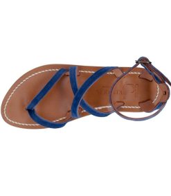 Hot K.Jacques Sandales Epicure Cuir Velours Bleu