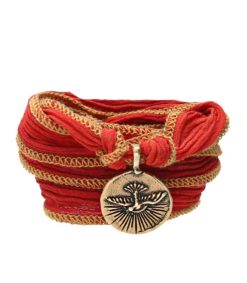 Hot Catherine Michiels Bracelet En Soie A Nouer Avec Charm No Regrets Spirit Bird En Bronze