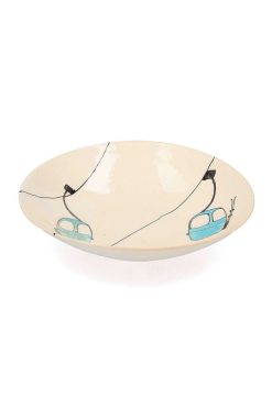 Wholesale Three Seven Assiette Creuse En Ceramique "Telecabines Vertes Et Bleues"