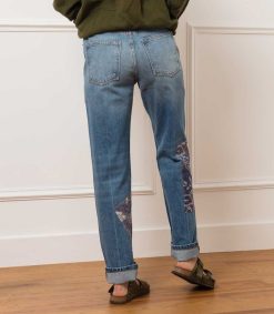 Hot B Sides Jean Straight All-Over Floral Patchwork