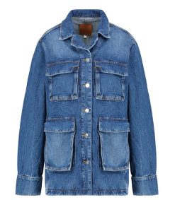 New Anine Bing Veste Utilitaire En Jean Alden Artic Blue