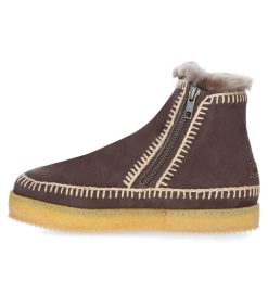 New laidback london Boots Setsu Crochet Crepe Suede Chocolat/Beige