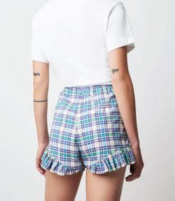 New Roseanna Short A Carreaux Rod Western Bleu