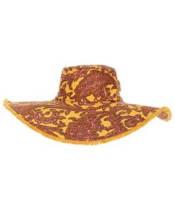 New Zimmermann Chapeau Frayed Floppy Peach Yellow Paisley