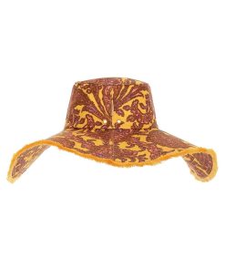 New Zimmermann Chapeau Frayed Floppy Peach Yellow Paisley