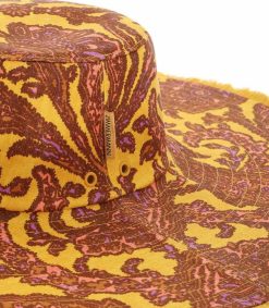 New Zimmermann Chapeau Frayed Floppy Peach Yellow Paisley