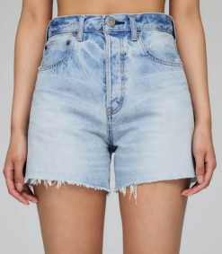 New Moussy Vintage Short Funston En Denim Bleu Clair