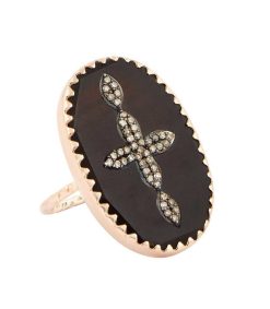 New Pascale Monvoisin Bague Bowie N°3 Noir Et Diamants