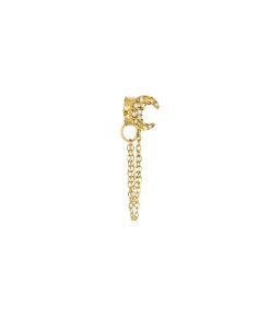 Online And... Paris Boucle D'Oreille Stud Lune Pavee Et Chaine