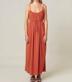 New Maison Saint Julien Robe Plissee Palm Beach Terracotta