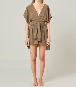 Online Maison Saint Julien Robe Courte Empire Khaki