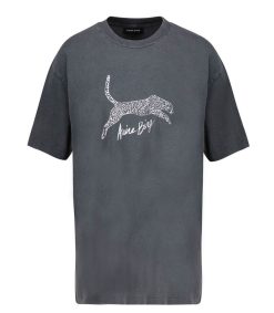 Wholesale Anine Bing Tee-Shirt Walker Spotted Leopard Washed Black