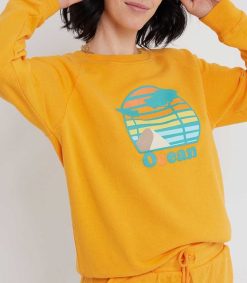 Hot David Lucas x ron ron Sweat-Shirt En Coton Biologique Ocean Orange