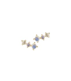 New Céline Daoust Boucles D'Oreilles Deux Pierres De Lune Et Un Diamant