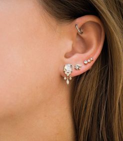 New Céline Daoust Boucles D'Oreilles Deux Pierres De Lune Et Un Diamant