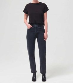 Hot AGOLDE Jean 90'S Pinch Waist Black Tea En Coton Bio