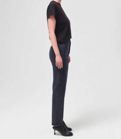 Hot AGOLDE Jean 90'S Pinch Waist Black Tea En Coton Bio