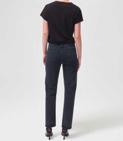 Hot AGOLDE Jean 90'S Pinch Waist Black Tea En Coton Bio