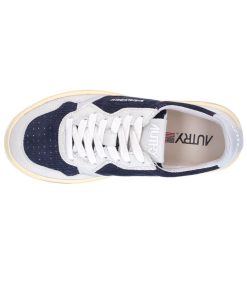 New Autry Baskets Medalist Low Velours Cotele Bleu Et Gris