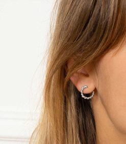 Hot Stone Paris Ama Boucle D'Oreille Gauche Or Noir Et Diamants