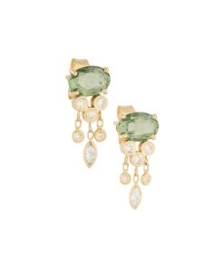 Online Céline Daoust Boucles D'Oreilles Meduse Saphir Vert & Diamants