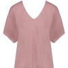 Hot Majestic Filatures Tee-Shirt Col V Manches Courtes En Lin Bois De Rose