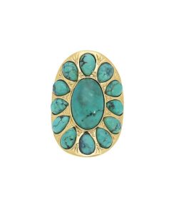 Best Aurélie Bidermann Bague Navajo Plaque Or Et Turquoise