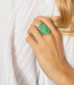 Best Aurélie Bidermann Bague Navajo Plaque Or Et Turquoise