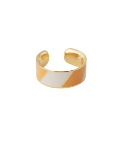 New Design Letters Bague Ajustable Big Striped Candy Orange White