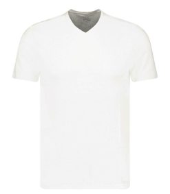 Wholesale Majestic Filatures Tee-Shirt Homme Col V Manches Courtes Lin Blanc